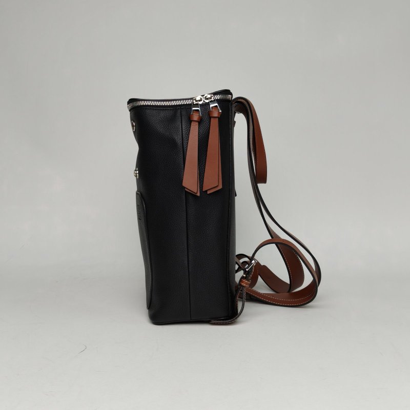 LOEWE 黑色牛皮GoyaBackpack雙肩包小號肩背包-1