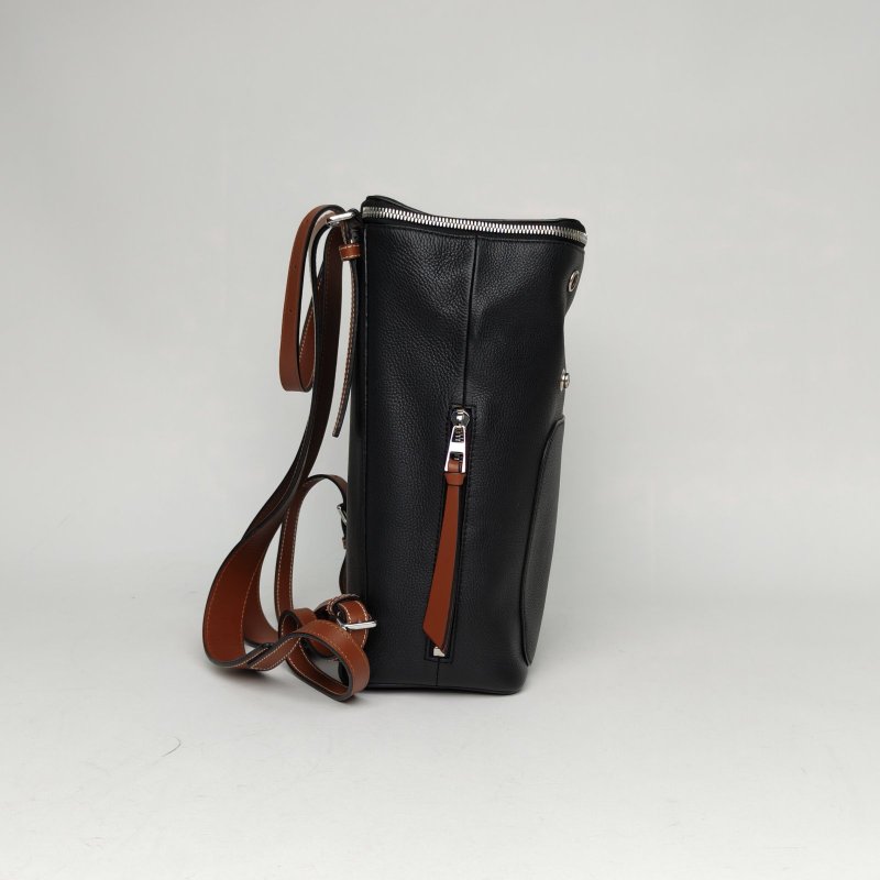 LOEWE 黑色牛皮GoyaBackpack雙肩包小號肩背包-3