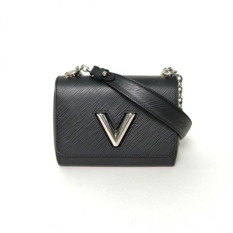 LOUIS VUITTON TWIST小號19黑色EPI水波紋牛皮銀扣晶片肩背包-0