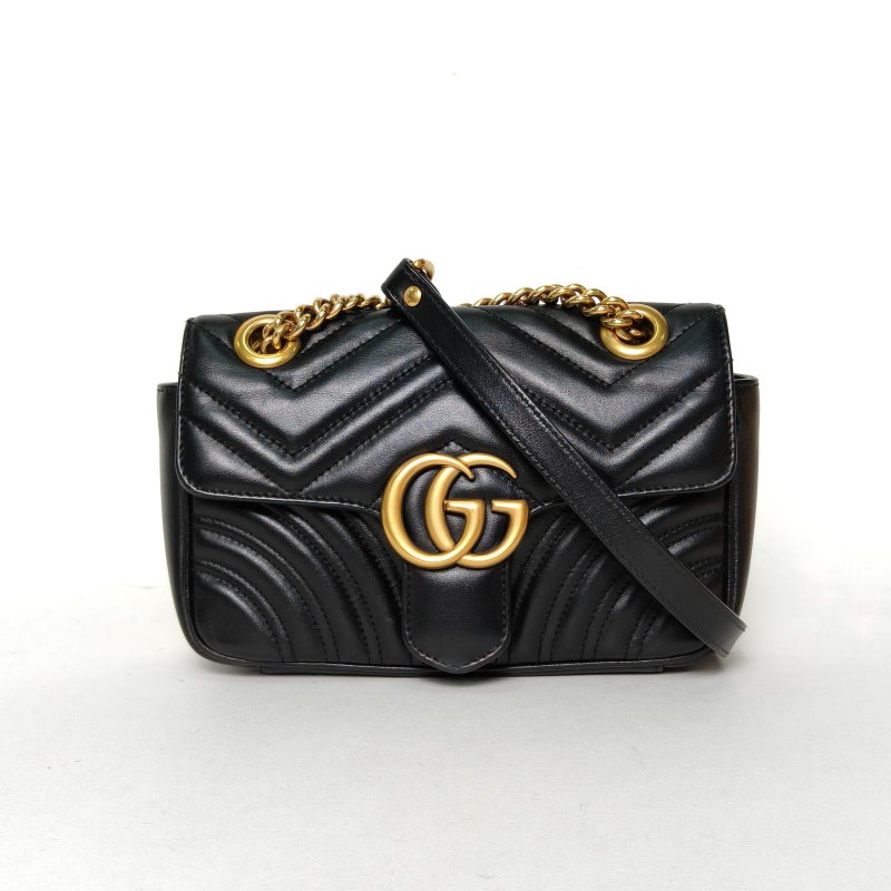 GUCCI GGMarmont肩背包Mini22黑色牛皮金扣肩背包-0