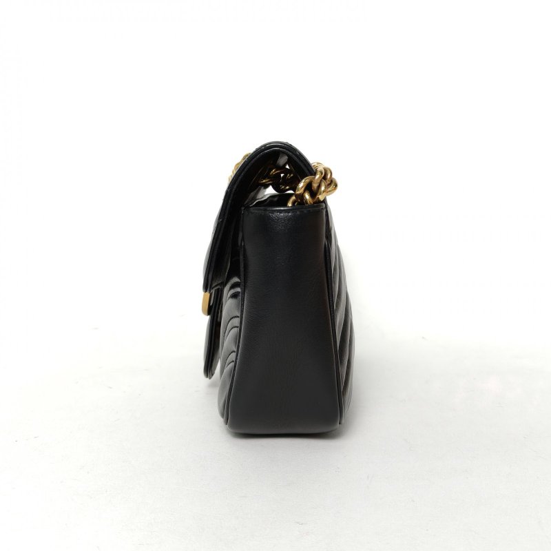GUCCI GGMarmont肩背包Mini22黑色牛皮金扣肩背包-1