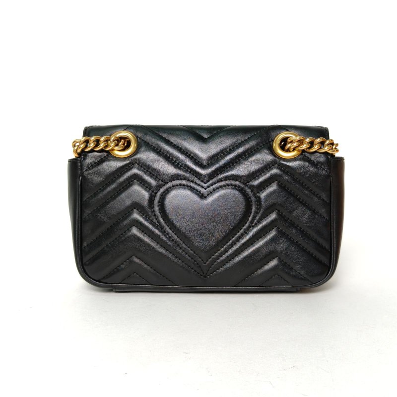 GUCCI GGMarmont肩背包Mini22黑色牛皮金扣肩背包-2