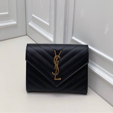 Saint Laurent聖羅蘭 黑金長款錢包 