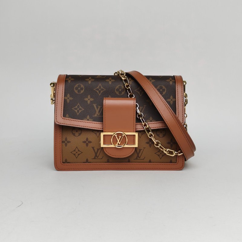 LOUIS VUITTON Dauphine達芙妮中號25老花PVC晶片肩背包-0