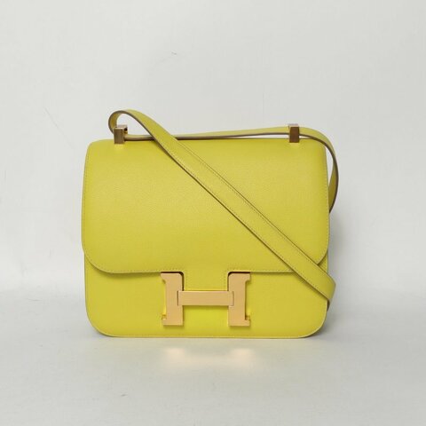 HERMES Constance康康249R檸檬黃EC皮Y刻金扣肩背包