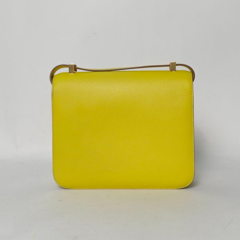 HERMES Constance康康249R檸檬黃EC皮Y刻金扣肩背包-2