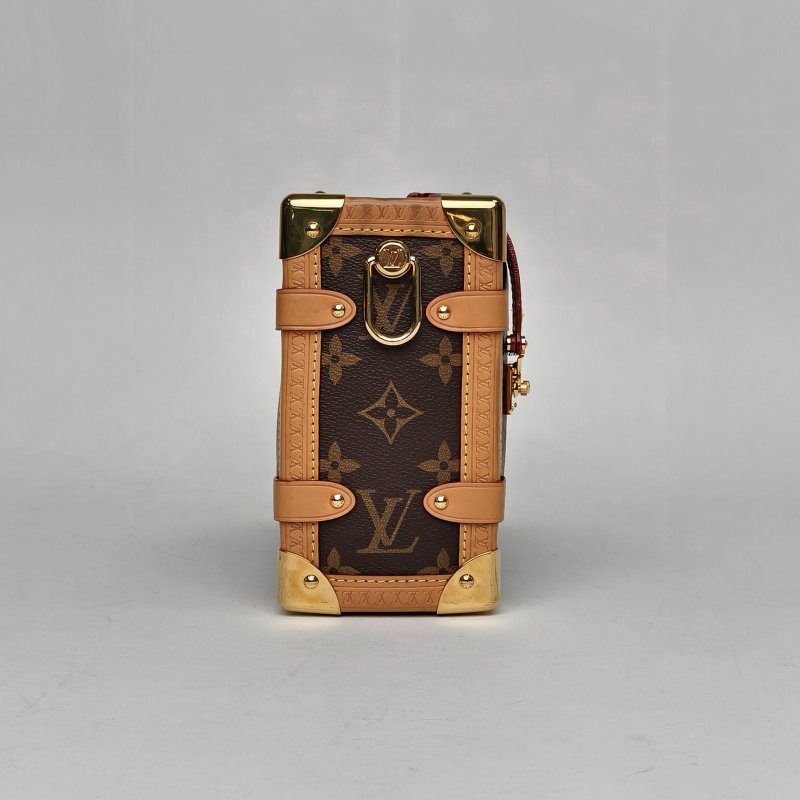 LOUIS VUITTON SideTrunk軟盒子包大號24老花PVC晶片肩背包-3