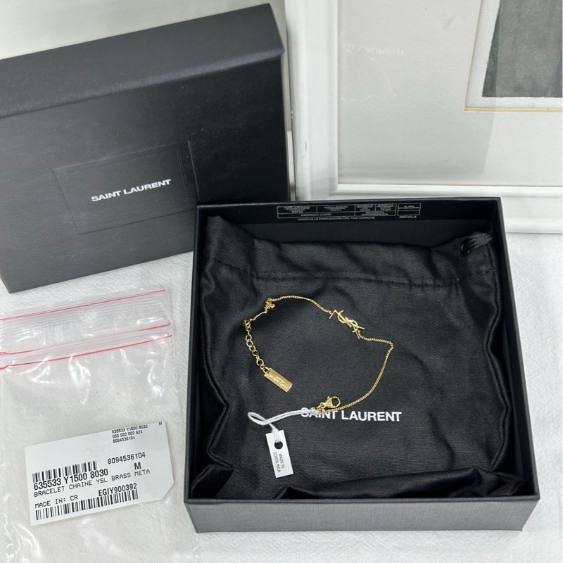 Ysl 字母手鍊 M碼，細細的真的是疊戴天菜 超精緻 全新-0