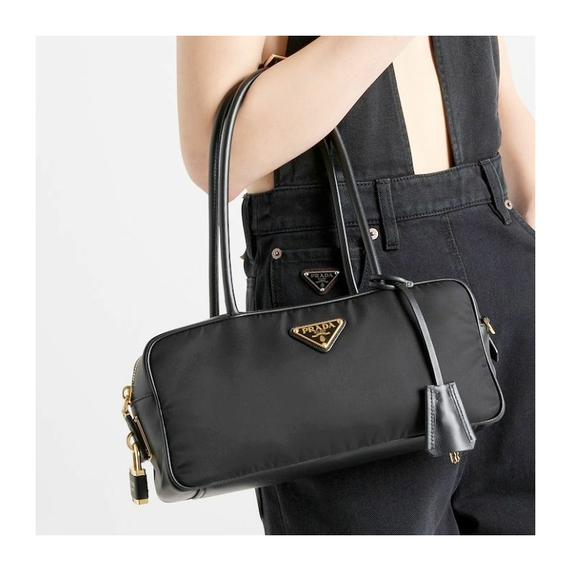 PRADA 中型尼龍和皮革手提包 1BB132 V ODO 2C8Q F0002-11