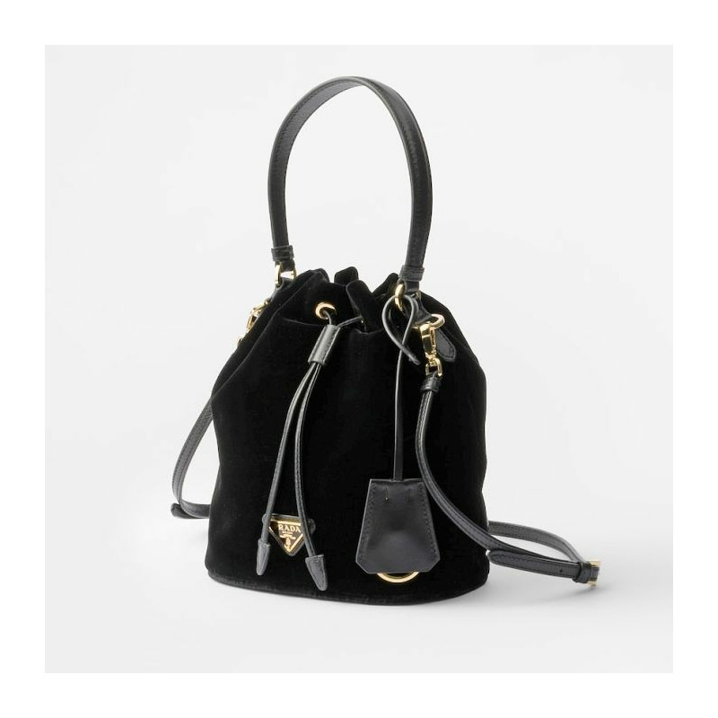 PRADA 納帕皮革細節天鵝絨迷你包 1BE067 V WOM 2C7Q F0002-1