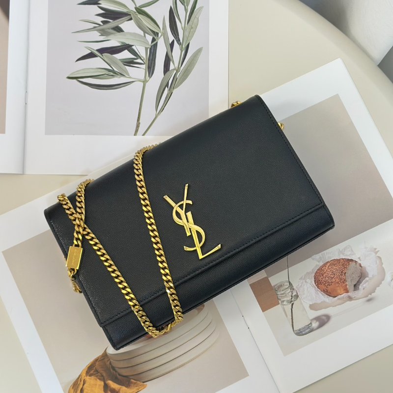 YSL Kate 鍊帶斜背包 - 黑金-0