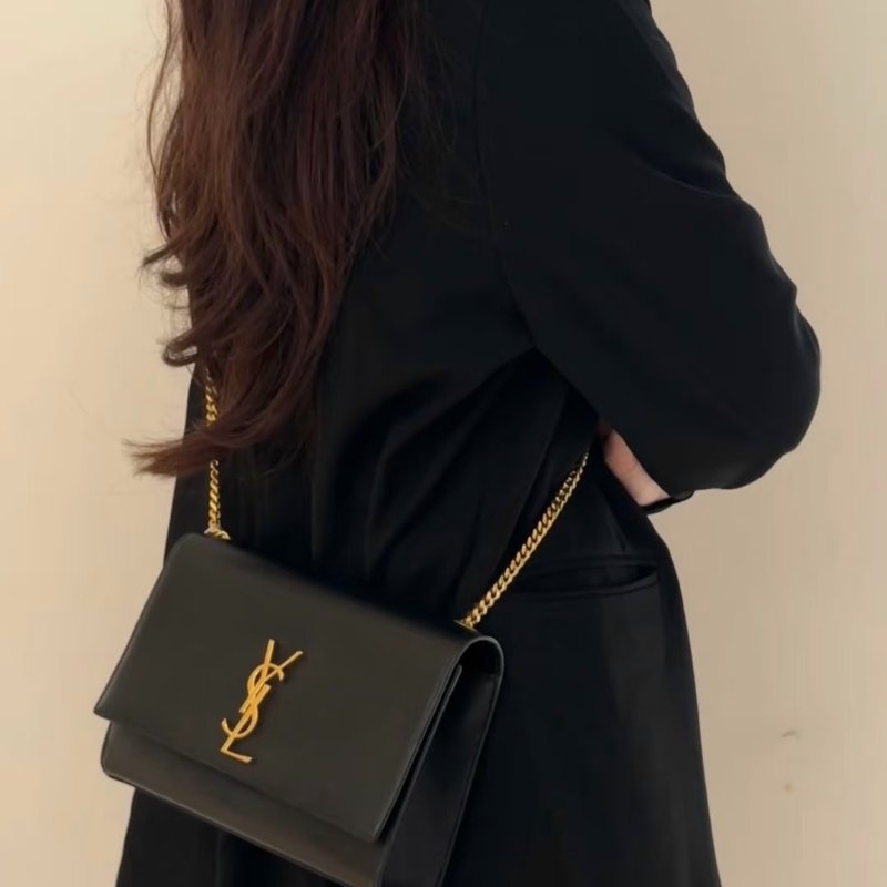 YSL Kate 鍊帶斜背包 - 黑金-1