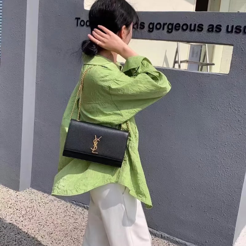 YSL Kate 鍊帶斜背包 - 黑金-8