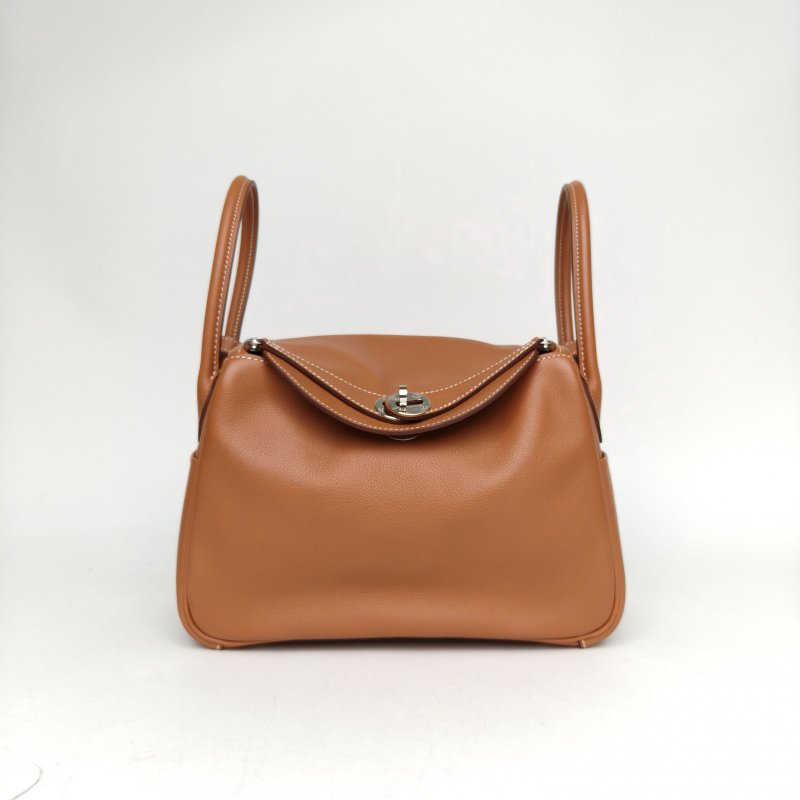 HERMES Lindy2637金棕色EC皮Z刻銀扣肩背包-0