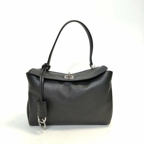 BALENCIAGA Rodeo小號29黑色牛皮銀扣肩背包