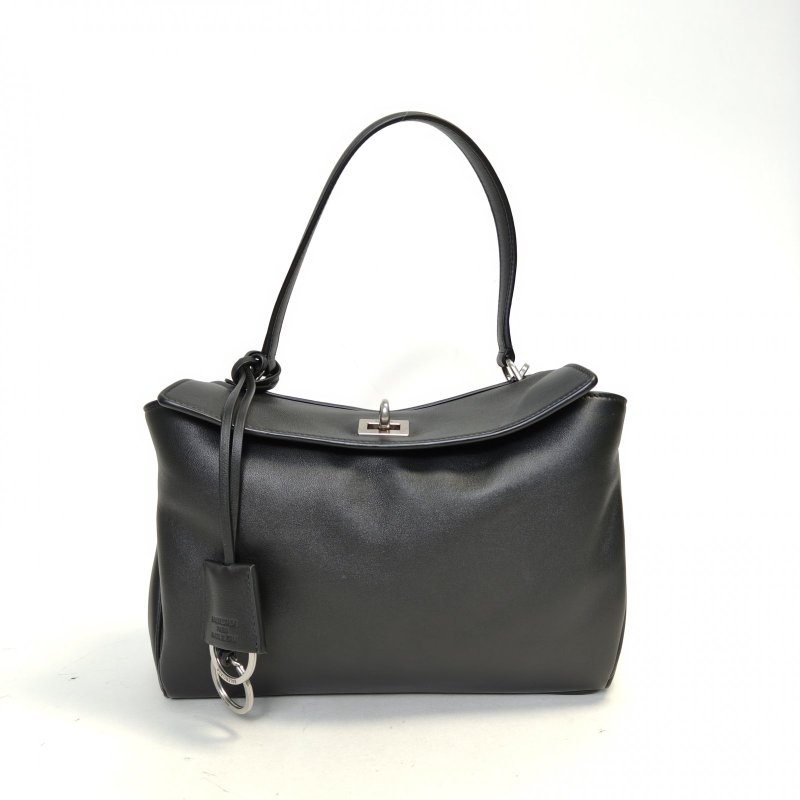 BALENCIAGA Rodeo小號29黑色牛皮銀扣肩背包-0