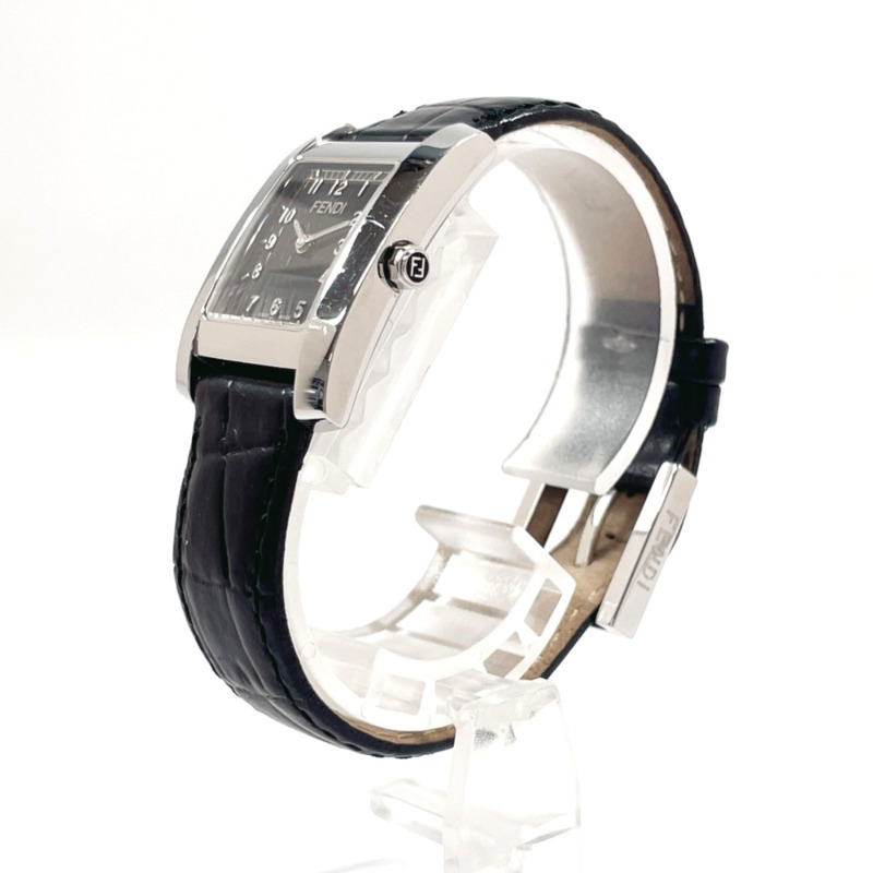 FENDI Classico 150-7000L-724 女士腕錶，不鏽鋼/皮革錶帶，銀色，石英機芯，黑色錶盤-1