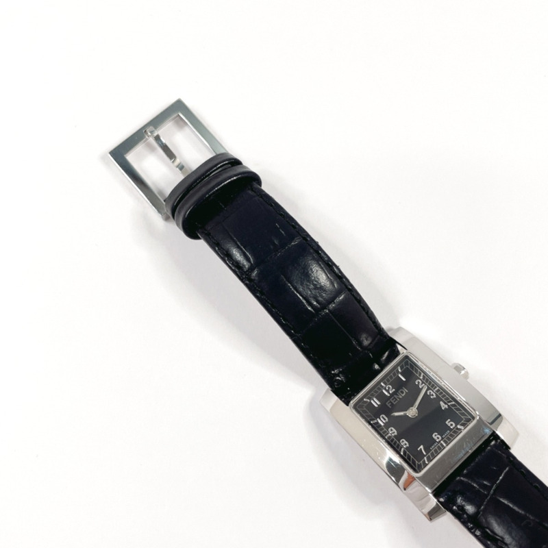 FENDI Classico 150-7000L-724 女士腕錶，不鏽鋼/皮革錶帶，銀色，石英機芯，黑色錶盤-4