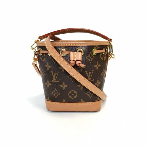 LOUIS VUITTON NOÉ水桶包Nano13可拆卸肩帶老花PVC金扣晶片肩背包