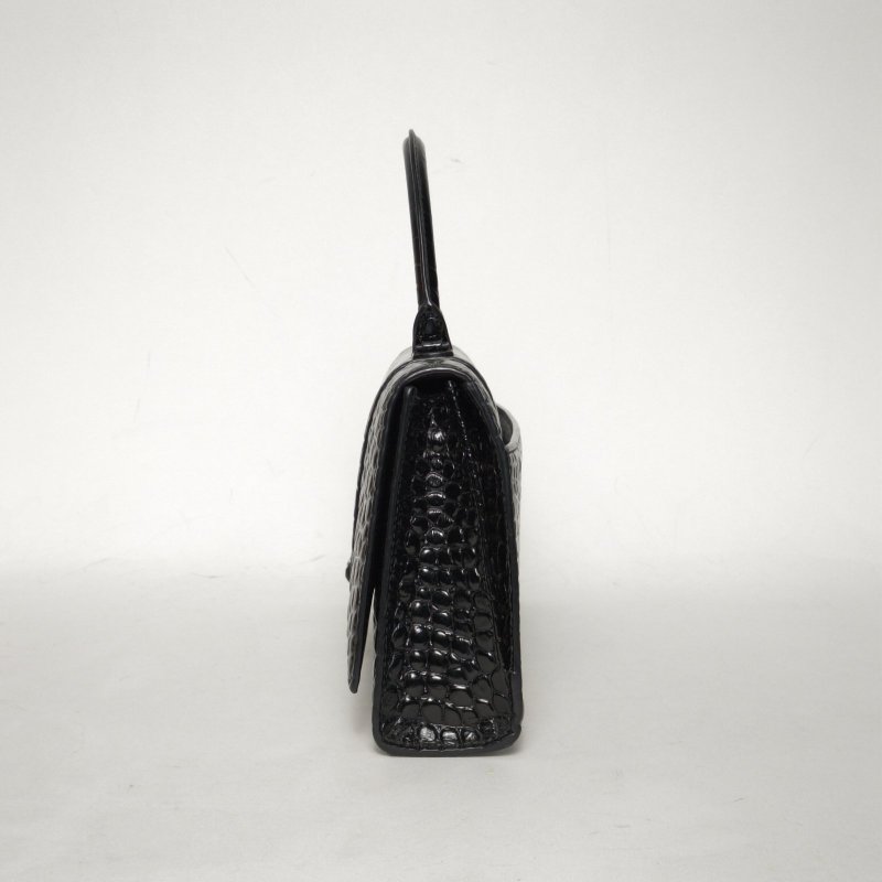 BALENCIAGA 黑色牛皮Hourglass沙漏超長款法棍包35肩背包-1