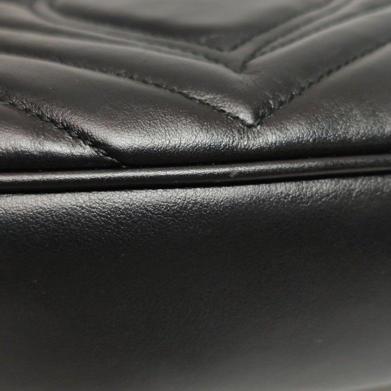 Gucci GG Marmont中號牛皮V紋絎縫雙G標誌口蓋包單肩包-13