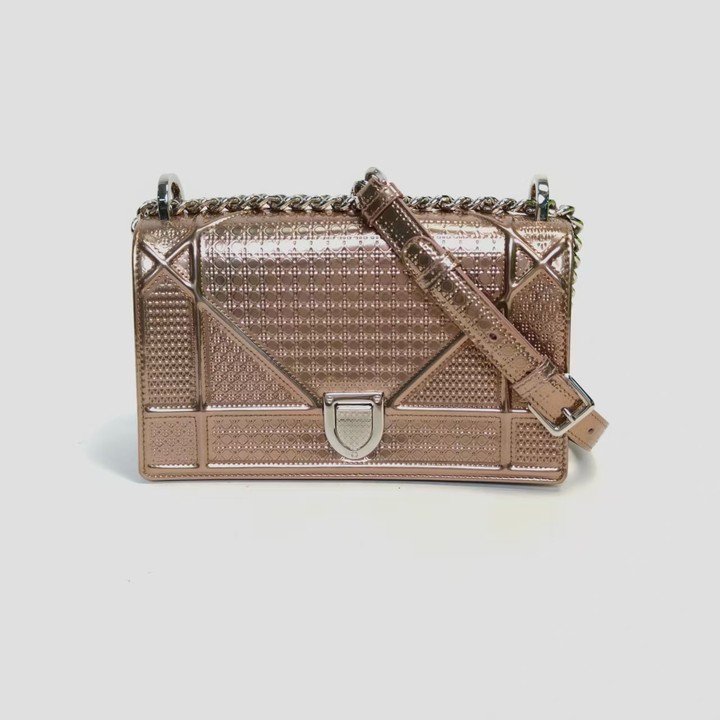 DIOR Diorama盾牌包小號21粉色牛皮銀扣2017肩背包-0