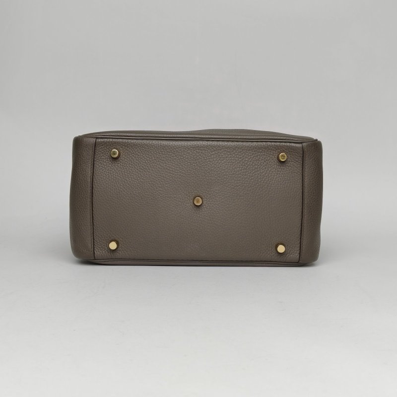 HERMES Lindy308F錫器灰TC皮C刻金扣肩背包-4