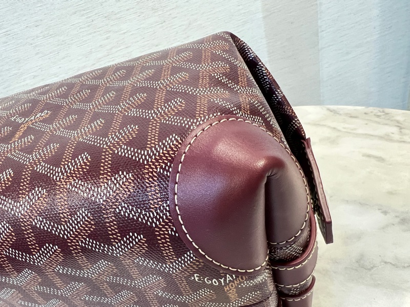 Goyard酒紅銀釦Bowling Toiletry化妝包-3