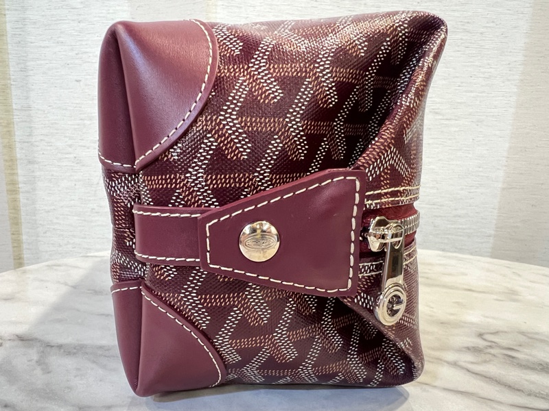 Goyard酒紅銀釦Bowling Toiletry化妝包-8