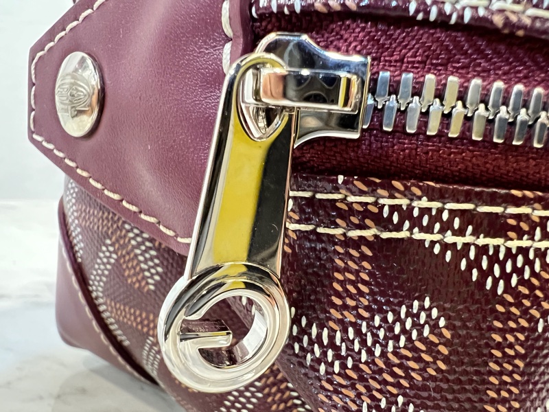 Goyard酒紅銀釦Bowling Toiletry化妝包-11