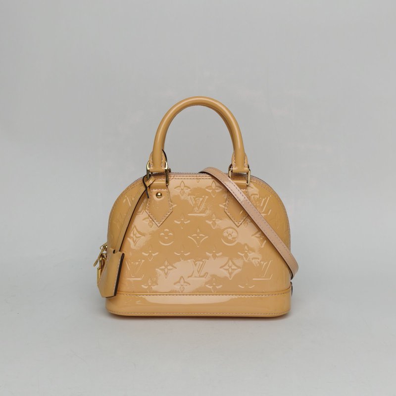 LOUIS VUITTON ALMA貝殼包BB23.5黃色漆皮2015肩背包-0