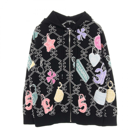 香奈兒 COCO 標誌針織衫 #34 連帽衫羊絨衫 黑色 多色 二手