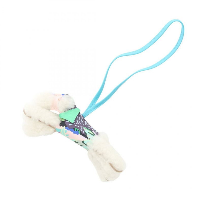 愛馬仕 Buddy 包飾 B Aloha Agneau milo Mouton 絲綢 Blue azteque Vert comics-0