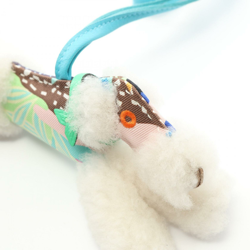 愛馬仕 Buddy 包飾 B Aloha Agneau milo Mouton 絲綢 Blue azteque Vert comics-4