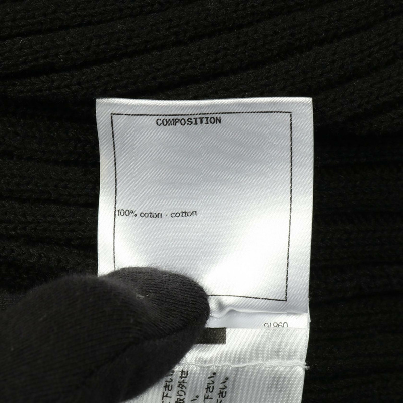 香奈兒 COCO 標誌紐帶長版開襟衫 #34 P63309K48814 棉質 黑色-3