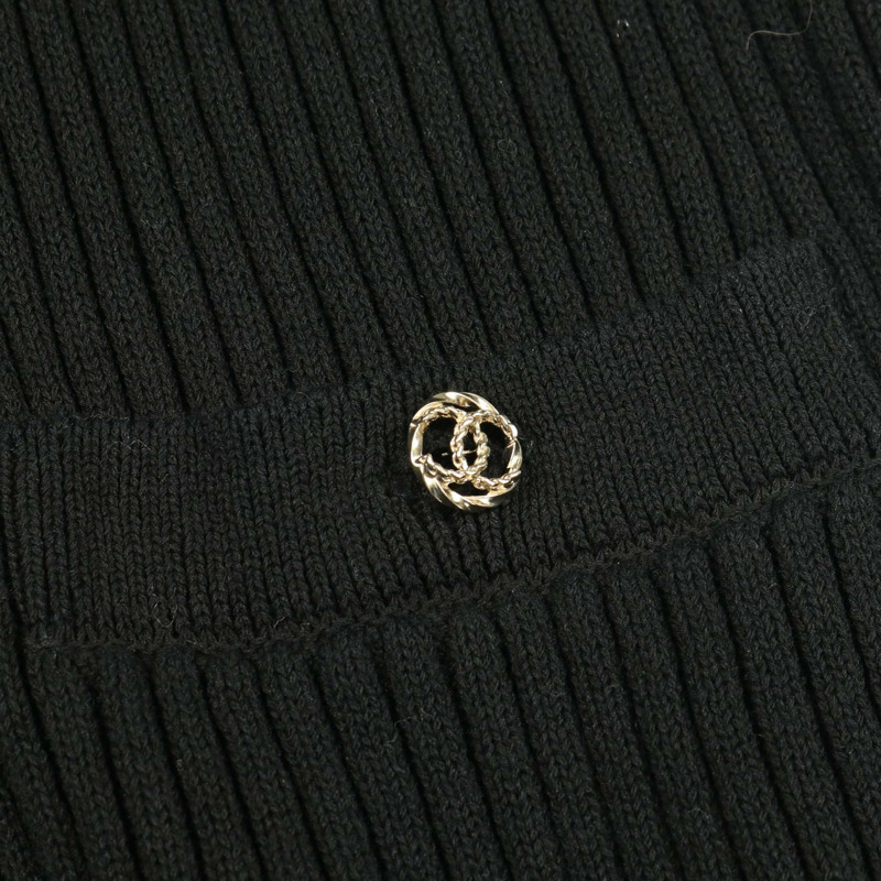 香奈兒 COCO 標誌紐帶長版開襟衫 #34 P63309K48814 棉質 黑色-9