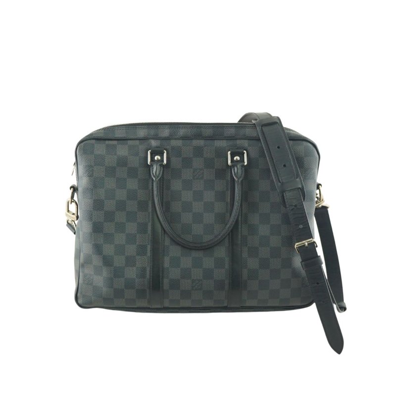 LV N41478 黑色棋盤格公事包 手提包 斜背包-0