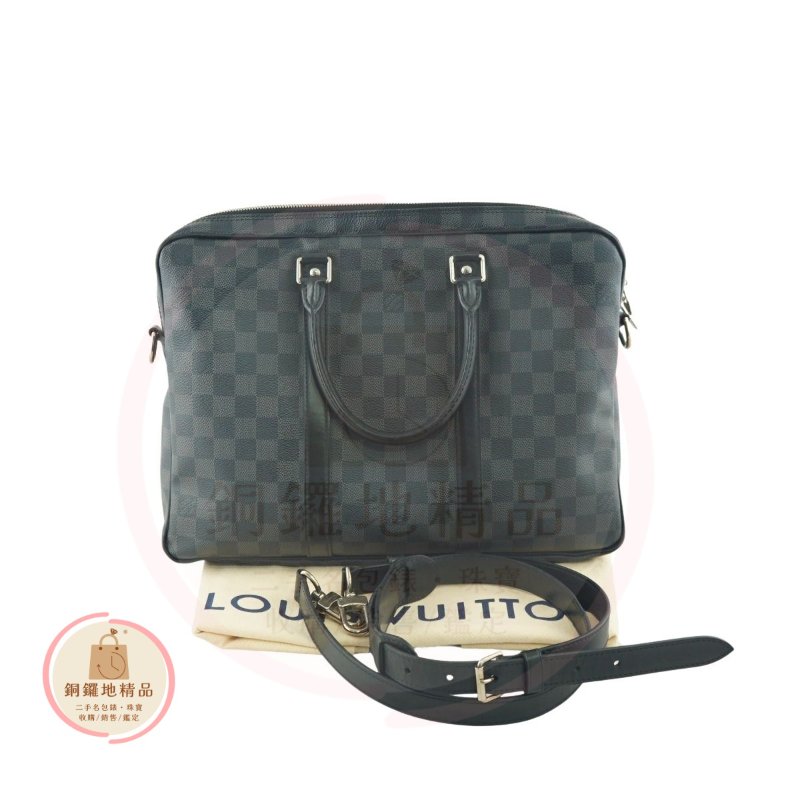 LV N41478 黑色棋盤格公事包 手提包 斜背包-3