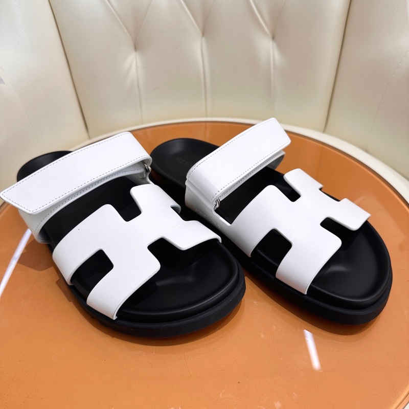 Hermes愛馬仕 經典白色二舅鞋拖鞋 37.5碼 熱門時尚單品 休閒百搭 慵懶隨性 四季都可以穿-0