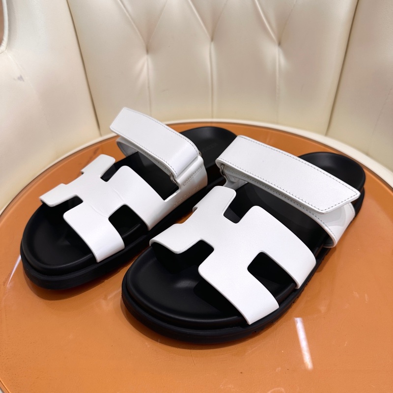 Hermes愛馬仕 經典白色二舅鞋拖鞋 37.5碼 熱門時尚單品 休閒百搭 慵懶隨性 四季都可以穿-2