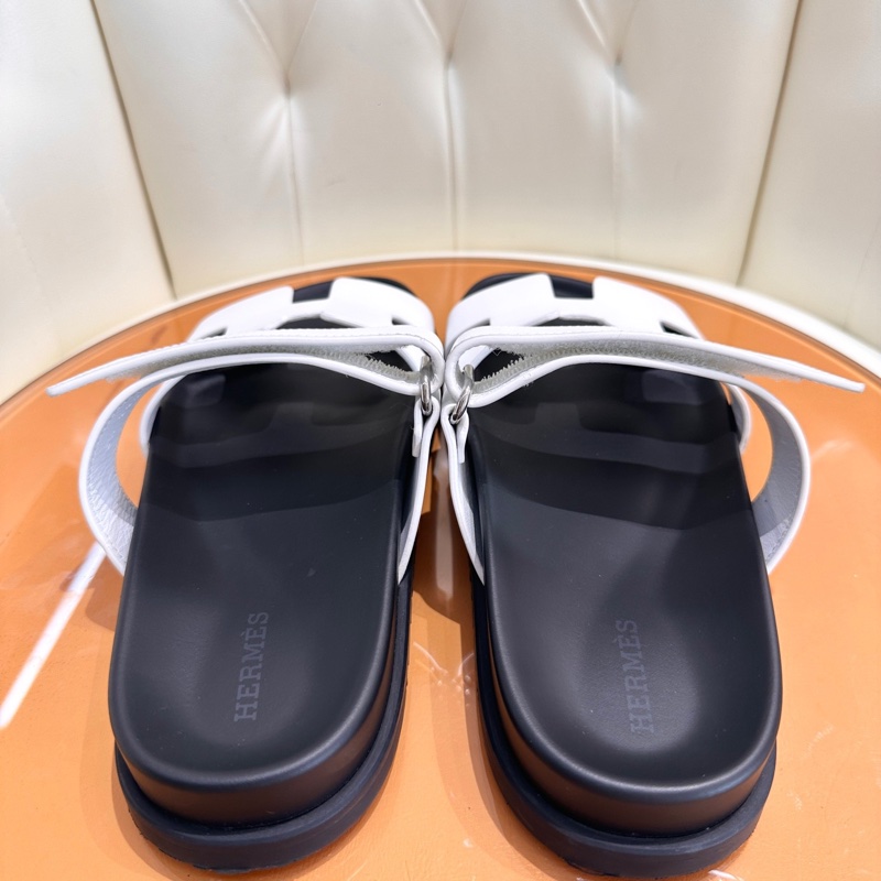 Hermes愛馬仕 經典白色二舅鞋拖鞋 37.5碼 熱門時尚單品 休閒百搭 慵懶隨性 四季都可以穿-5