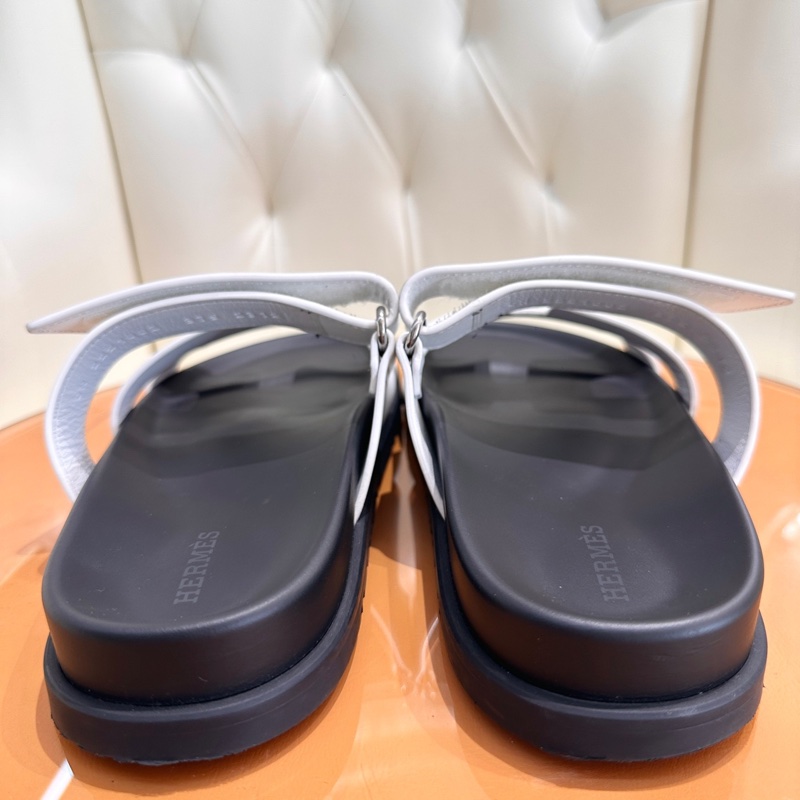 Hermes愛馬仕 經典白色二舅鞋拖鞋 37.5碼 熱門時尚單品 休閒百搭 慵懶隨性 四季都可以穿-6