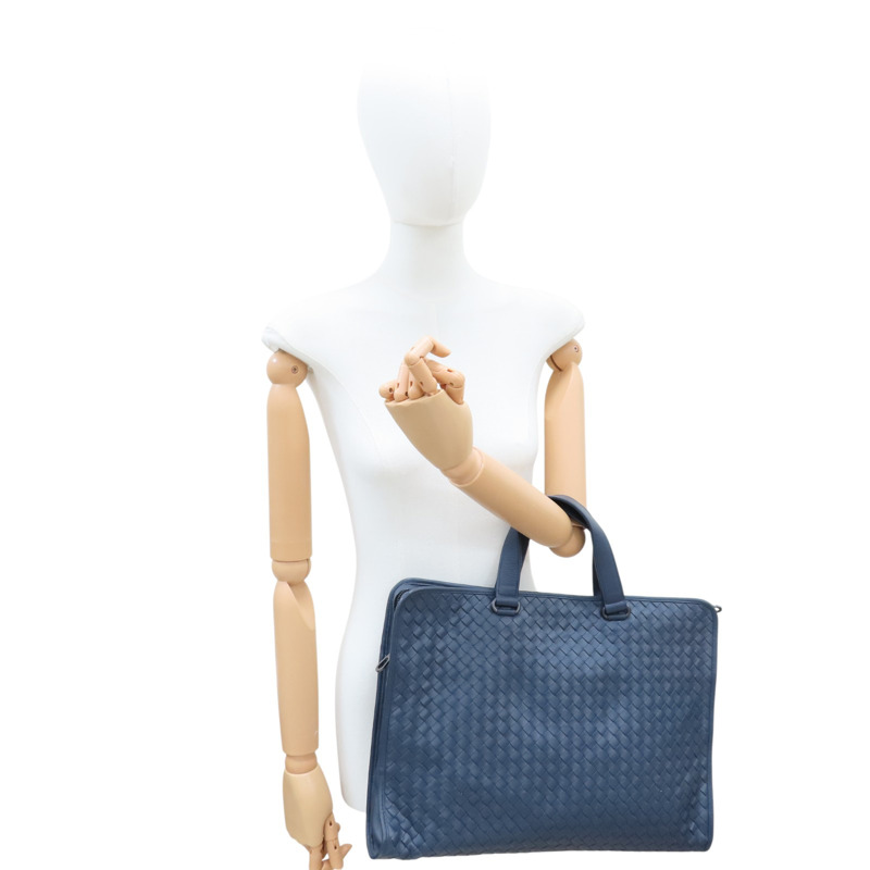 藍色 羊皮編織 公事包 兩用包【BOTTEGA VENETA BV 寶緹嘉】-9