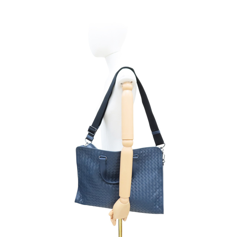 藍色 羊皮編織 公事包 兩用包【BOTTEGA VENETA BV 寶緹嘉】-10