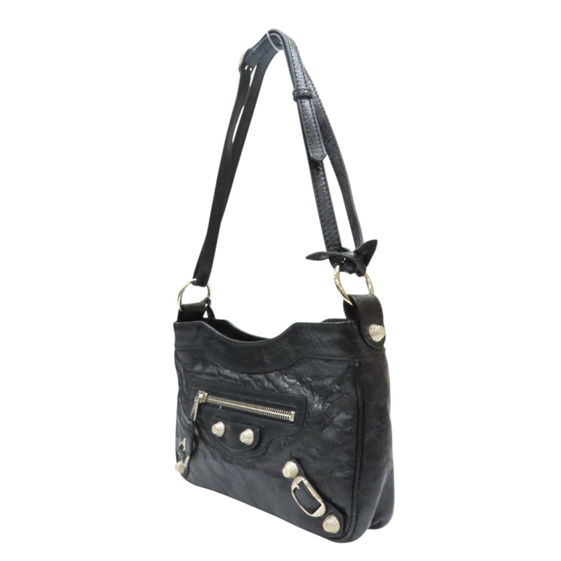 黑色 山羊皮 City giant hip 肩背包【Balenciaga 巴黎世家】 237203-2