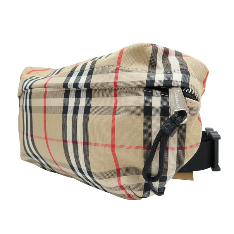 棕色 經典格紋 帆布 腰包【BURBERRY 巴寶莉】 8010430-2