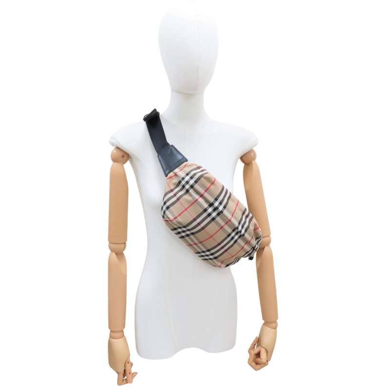 棕色 經典格紋 帆布 腰包【BURBERRY 巴寶莉】 8010430-7