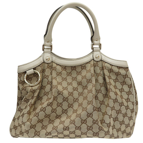 米色 緹花帆布 手提包【GUCCI 古馳】 211944