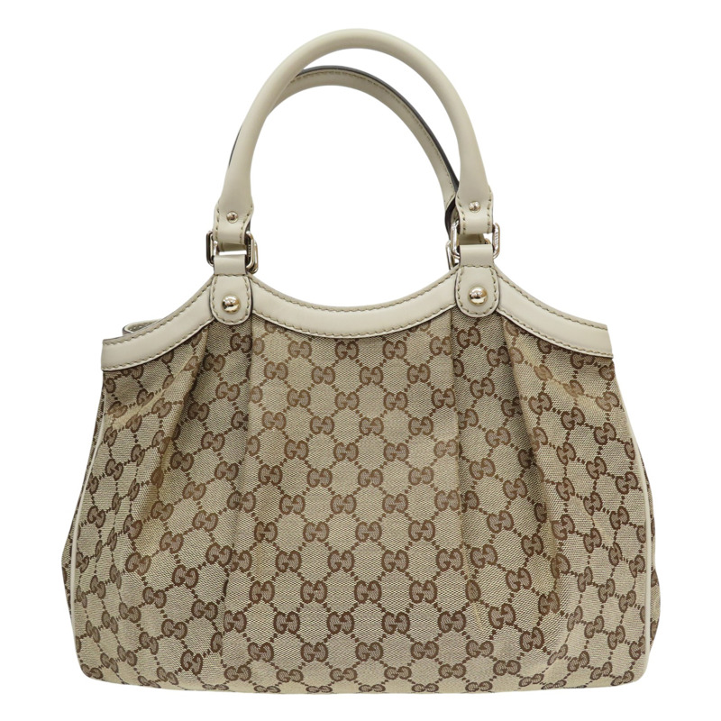 米色 緹花帆布 手提包【GUCCI 古馳】 211944-1