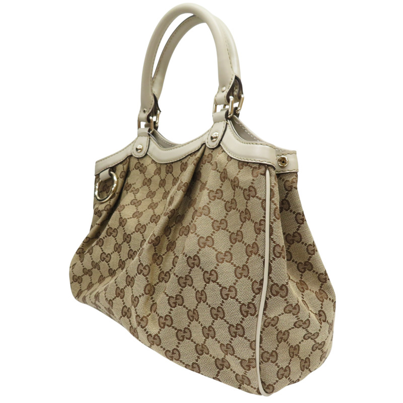 米色 緹花帆布 手提包【GUCCI 古馳】 211944-2